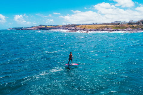 Fanatic Sky SUP foil board 6'11" during wing foiling on the ocean near Maui