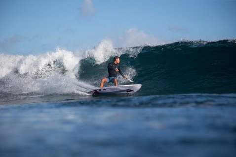 Duotone ProWave LTD SUP wave board during wave riding in the ocean