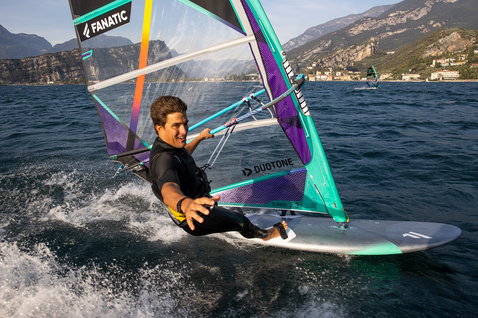Fanatic Jag LTD windsurf board during windsurfing on Lake Garda