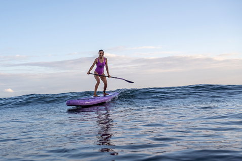 Fanatic Diamond Air Pocket inflatable SUP board 10'4" during stand-up paddling on the ocean
