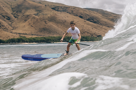 Duotone Ripper Air SLT iSUP 7'10" during SUP wave riding on a mountain lake